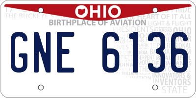 OH license plate GNE6136