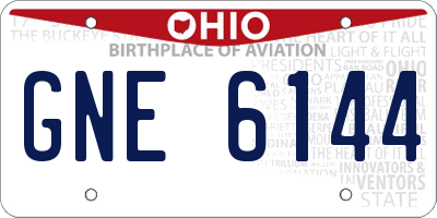 OH license plate GNE6144