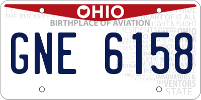 OH license plate GNE6158
