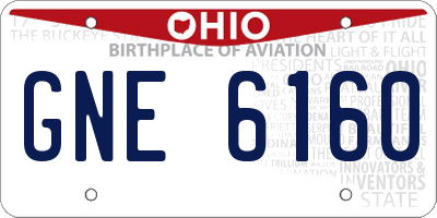 OH license plate GNE6160