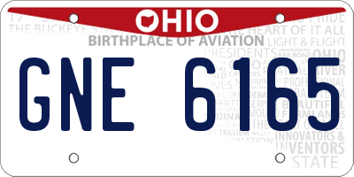 OH license plate GNE6165