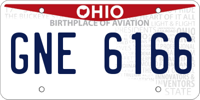 OH license plate GNE6166