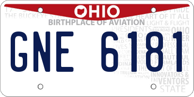 OH license plate GNE6181