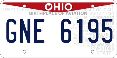 OH license plate GNE6195