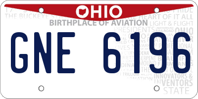 OH license plate GNE6196