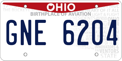 OH license plate GNE6204