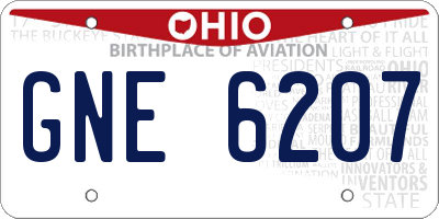 OH license plate GNE6207