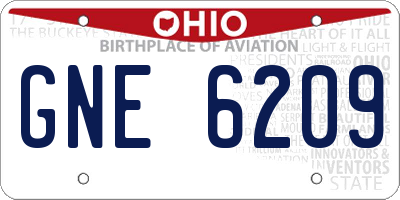 OH license plate GNE6209