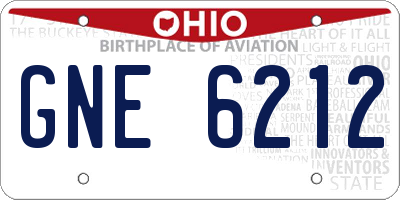 OH license plate GNE6212