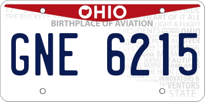 OH license plate GNE6215