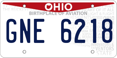 OH license plate GNE6218