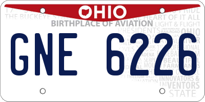 OH license plate GNE6226