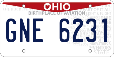 OH license plate GNE6231