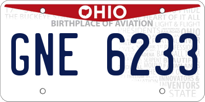 OH license plate GNE6233