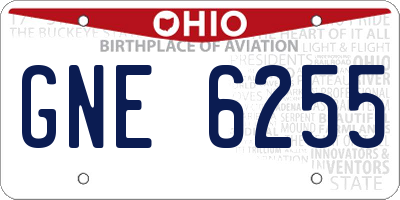 OH license plate GNE6255