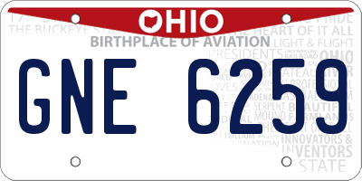 OH license plate GNE6259