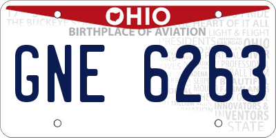 OH license plate GNE6263