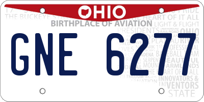 OH license plate GNE6277