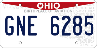 OH license plate GNE6285