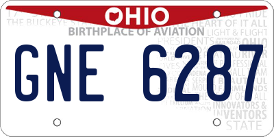OH license plate GNE6287