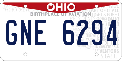 OH license plate GNE6294