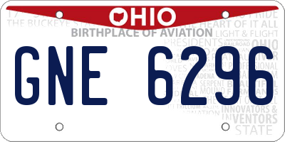 OH license plate GNE6296