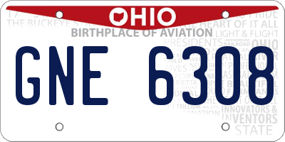 OH license plate GNE6308