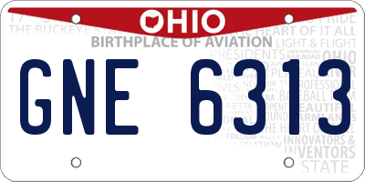 OH license plate GNE6313