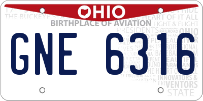 OH license plate GNE6316