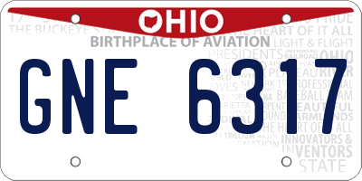 OH license plate GNE6317