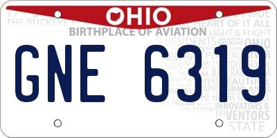 OH license plate GNE6319