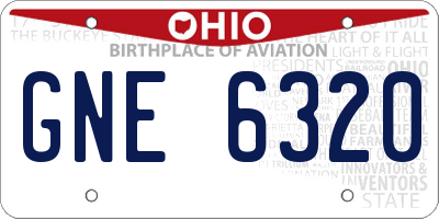 OH license plate GNE6320