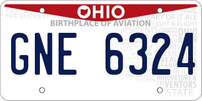 OH license plate GNE6324