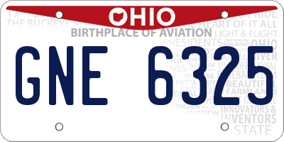 OH license plate GNE6325