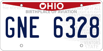 OH license plate GNE6328