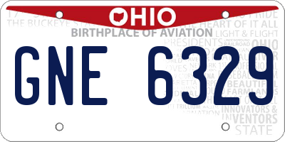 OH license plate GNE6329
