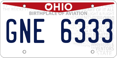 OH license plate GNE6333