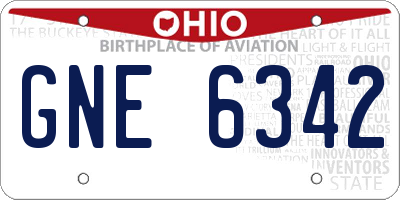 OH license plate GNE6342