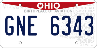 OH license plate GNE6343