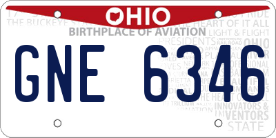 OH license plate GNE6346