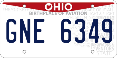 OH license plate GNE6349
