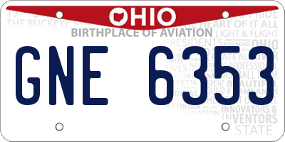 OH license plate GNE6353