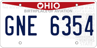 OH license plate GNE6354