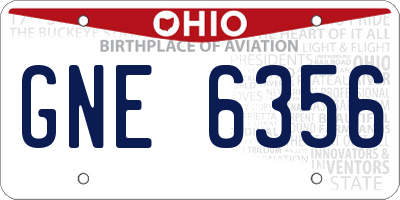 OH license plate GNE6356