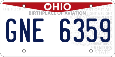 OH license plate GNE6359