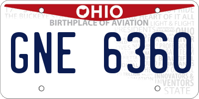 OH license plate GNE6360