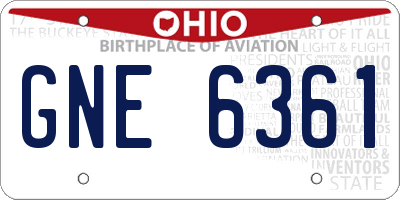 OH license plate GNE6361