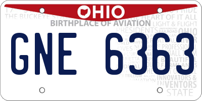 OH license plate GNE6363