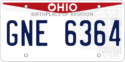 OH license plate GNE6364