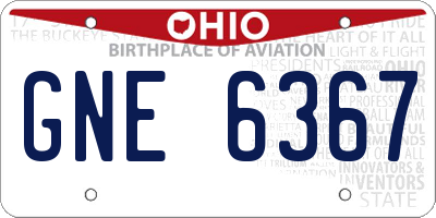 OH license plate GNE6367